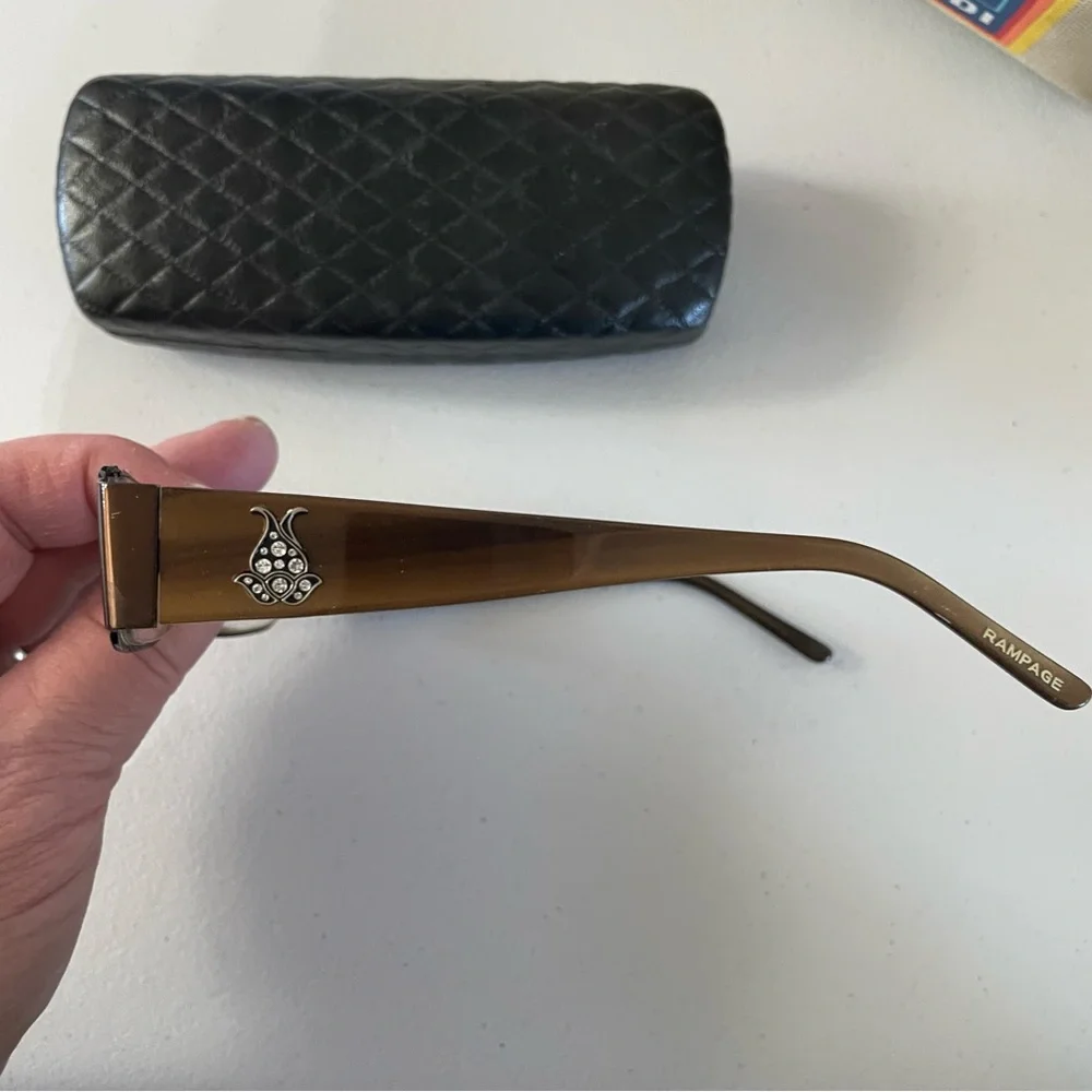 Rampage Brown Glasses with lotus inlay  with Black Case